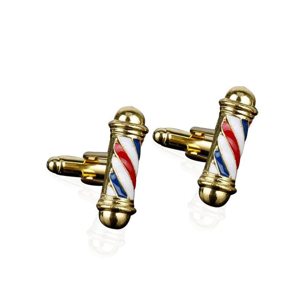Barbershop Cufflinks-Shelfies-Gold-| All-Over-Print Everywhere - Designed to Make You Smile