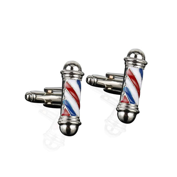 Barbershop Cufflinks-Shelfies-Silver-| All-Over-Print Everywhere - Designed to Make You Smile