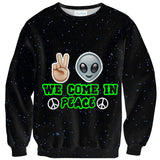 Come In Peace Sweater-Shelfies-| All-Over-Print Everywhere - Designed to Make You Smile
