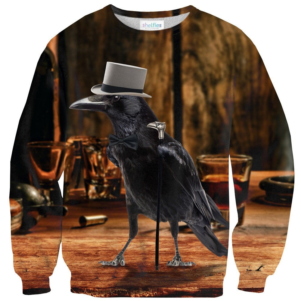 Fancy Crow Sweater-Shelfies-| All-Over-Print Everywhere - Designed to Make You Smile