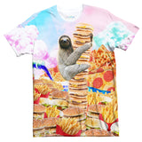 Junkfood Paradise Sloth T-Shirt-Subliminator-| All-Over-Print Everywhere - Designed to Make You Smile