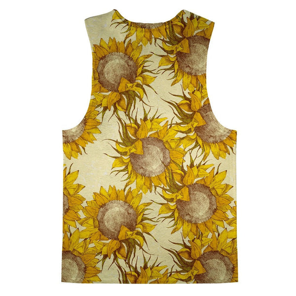 Vintage Sunflowers Tank Top-kite.ly-| All-Over-Print Everywhere - Designed to Make You Smile
