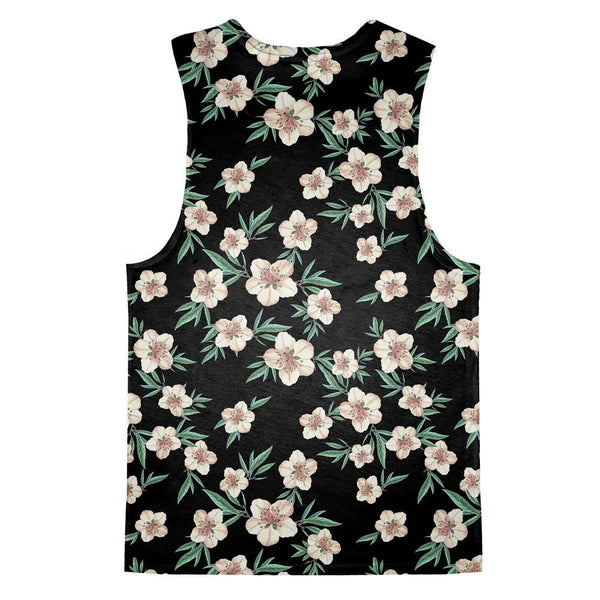 White Flowers Tank Top-kite.ly-| All-Over-Print Everywhere - Designed to Make You Smile