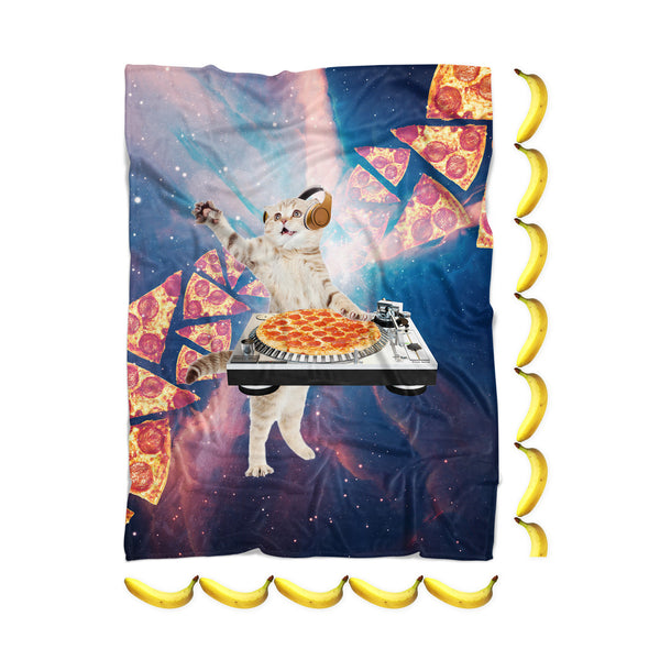 DJ Pizza Cat Blanket-Gooten-| All-Over-Print Everywhere - Designed to Make You Smile