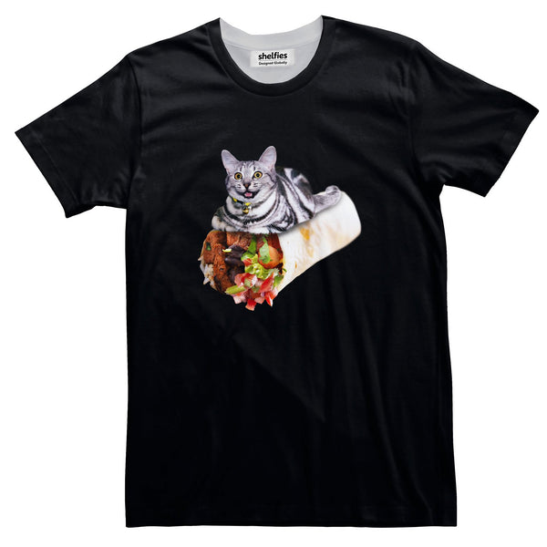Burrito Cat Basic T-Shirt-Printify-Black-S-| All-Over-Print Everywhere - Designed to Make You Smile