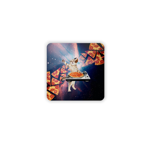 DJ Pizza Cat Coaster Set-Gooten-Set of 4-| All-Over-Print Everywhere - Designed to Make You Smile