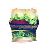 Burger Crop Tank-Shelfies-| All-Over-Print Everywhere - Designed to Make You Smile