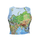 World Map Crop Tank-Shelfies-| All-Over-Print Everywhere - Designed to Make You Smile