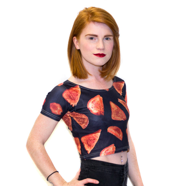 Grilled Cheese Crop Top-Shelfies-| All-Over-Print Everywhere - Designed to Make You Smile