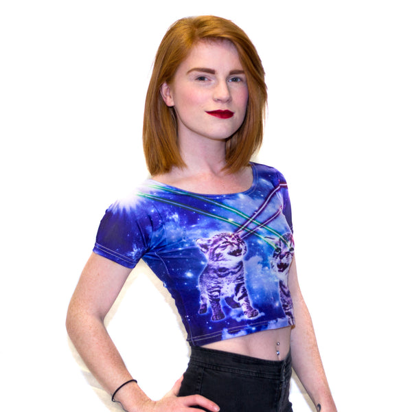 Laser Cat Crop Top-Shelfies-| All-Over-Print Everywhere - Designed to Make You Smile