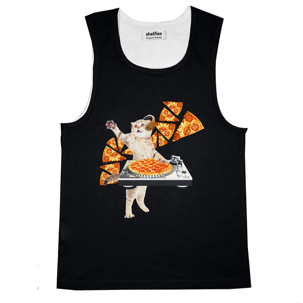 DJ Pizza Cat Basic Tank Top-Printify-Black-S-| All-Over-Print Everywhere - Designed to Make You Smile