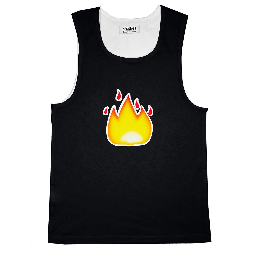 Fire Emoji Basic Tank Top-Printify-Black-S-| All-Over-Print Everywhere - Designed to Make You Smile