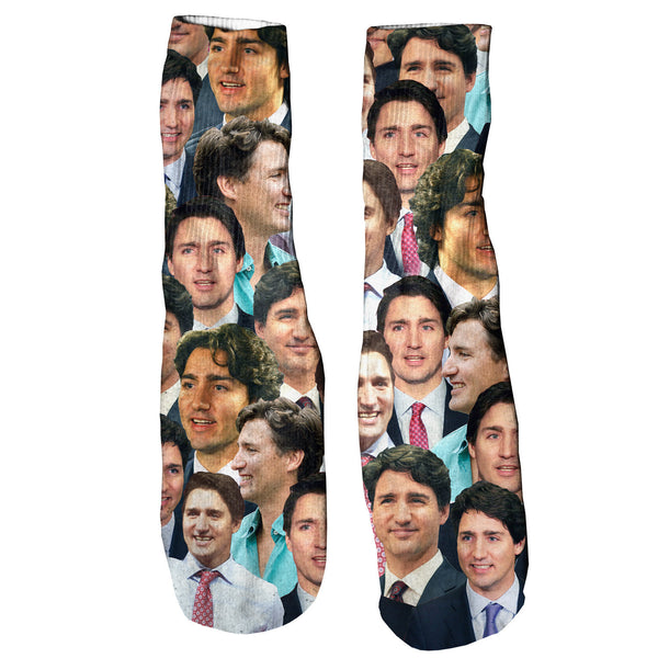 Justin Trudeau Face Foot Glove Socks-Shelfies-One Size-| All-Over-Print Everywhere - Designed to Make You Smile