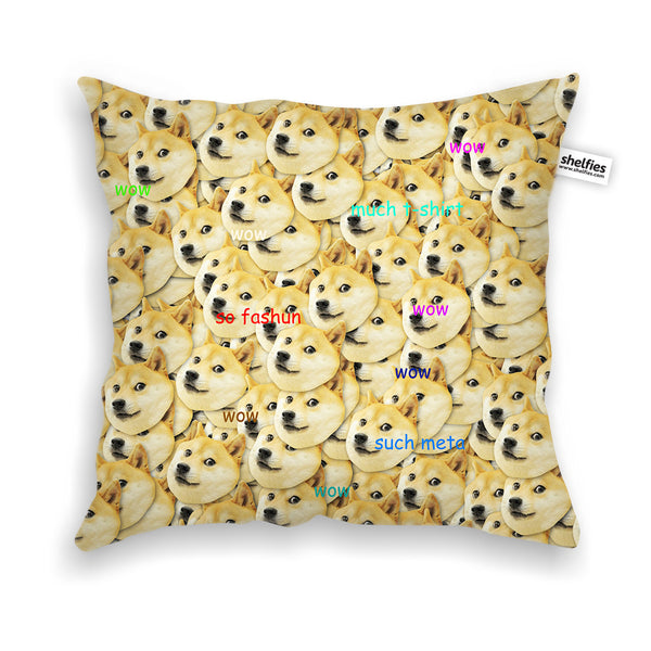Doge "Much Fashun" Invasion Throw Pillow Case-Shelfies-| All-Over-Print Everywhere - Designed to Make You Smile