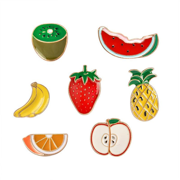 Fruit Snack Attack Brooch Pins - 7 pc set-Shelfies-| All-Over-Print Everywhere - Designed to Make You Smile