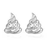 Poop Emoji Women Stud Earrings-Shelfies-Silver-one-size-| All-Over-Print Everywhere - Designed to Make You Smile