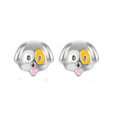 Puppy Dog Emoji Stud Earrings-Shelfies-Silver-one-size-| All-Over-Print Everywhere - Designed to Make You Smile