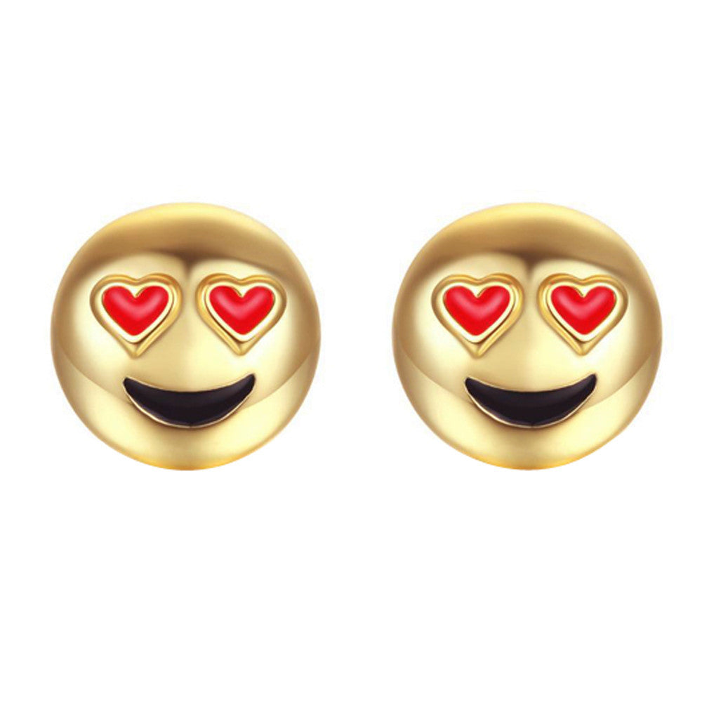 Heart Eyes Emoji Emoji Women Stud Earrings-Shelfies-Gold-one-size-| All-Over-Print Everywhere - Designed to Make You Smile
