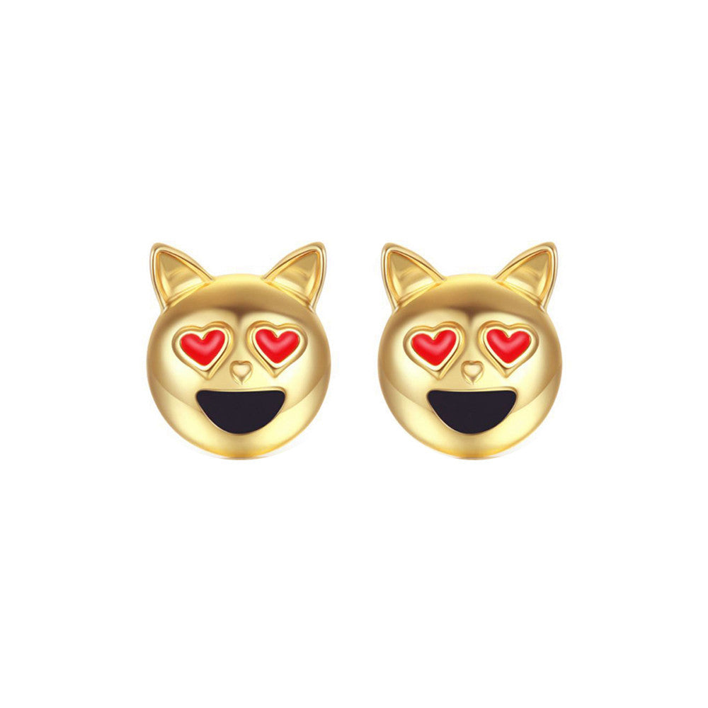 Dog Head Emoji Women Stud Earrings-Shelfies-Gold-one-size-| All-Over-Print Everywhere - Designed to Make You Smile