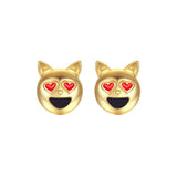 Dog Head Emoji Women Stud Earrings-Shelfies-Gold-one-size-| All-Over-Print Everywhere - Designed to Make You Smile