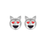 Dog Head Emoji Women Stud Earrings-Shelfies-Silver-one-size-| All-Over-Print Everywhere - Designed to Make You Smile