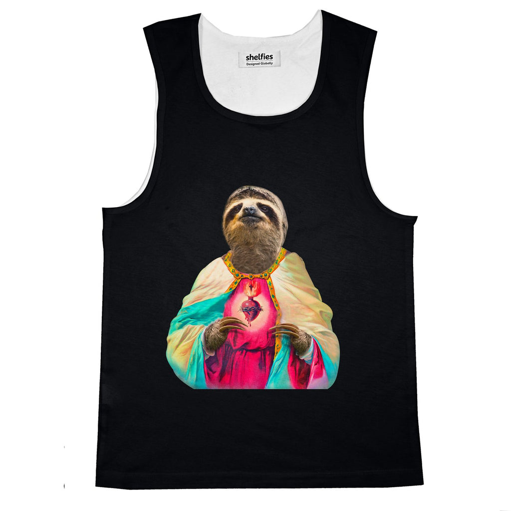 Sloth Jesus Basic Tank Top-Printify-Black-S-| All-Over-Print Everywhere - Designed to Make You Smile