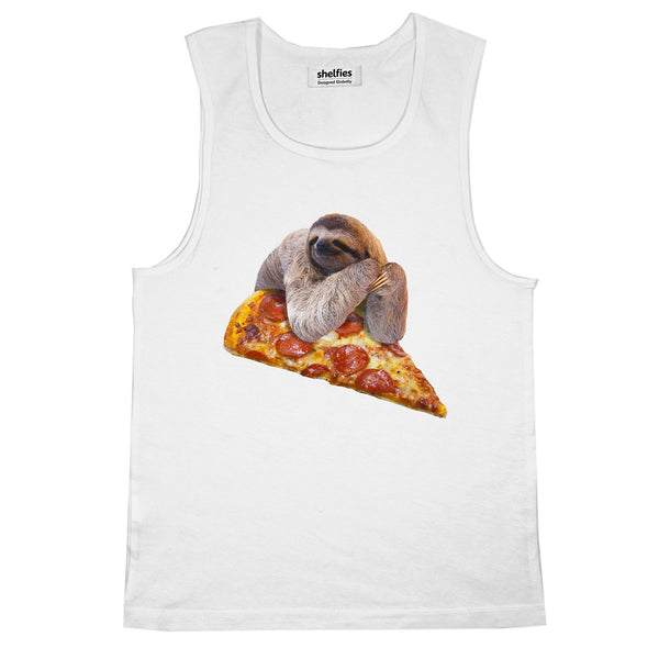 Sloth Pizza Basic Tank Top-Printify-White-S-| All-Over-Print Everywhere - Designed to Make You Smile