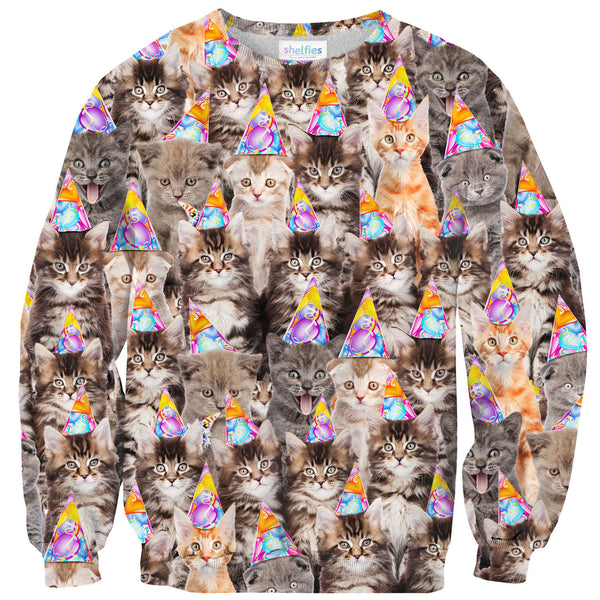 Birthday Cats Sweater-Shelfies-| All-Over-Print Everywhere - Designed to Make You Smile