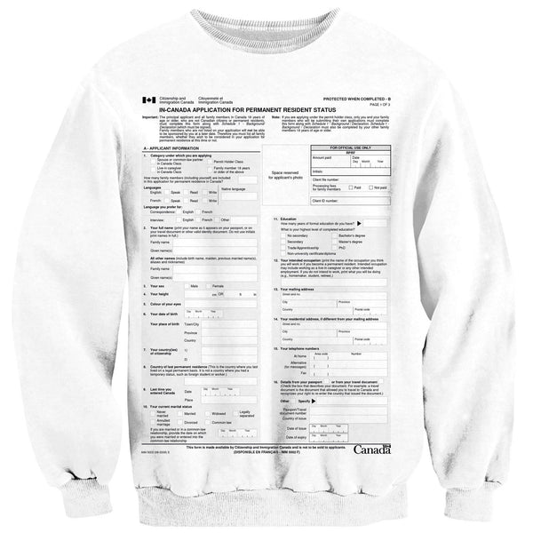 Canadian Immigration Form Sweater-Subliminator-| All-Over-Print Everywhere - Designed to Make You Smile