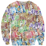 Canadian Money Sweater-Subliminator-| All-Over-Print Everywhere - Designed to Make You Smile