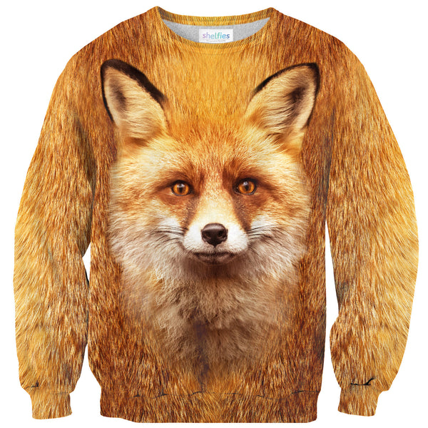 Fox Face Sweater-Shelfies-| All-Over-Print Everywhere - Designed to Make You Smile