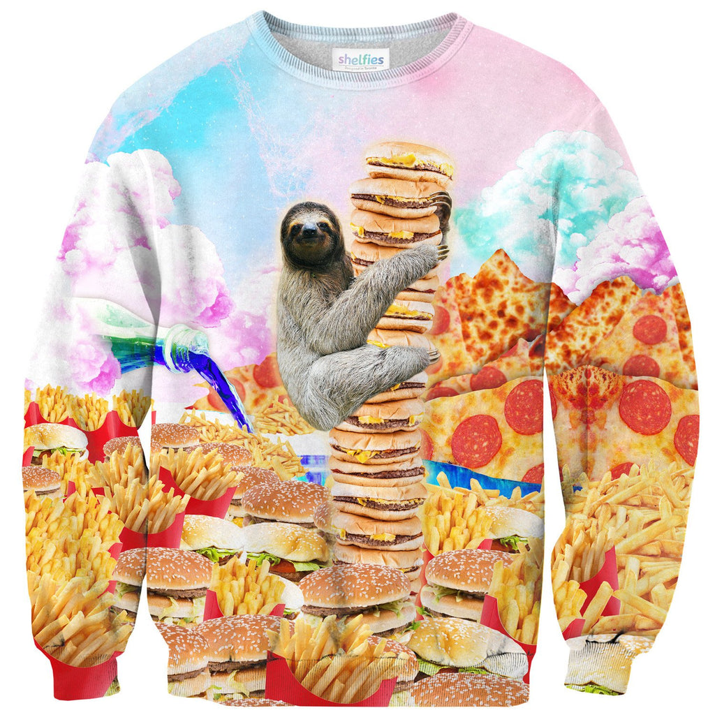 Junkfood Paradise Sloth Sweater-Subliminator-| All-Over-Print Everywhere - Designed to Make You Smile