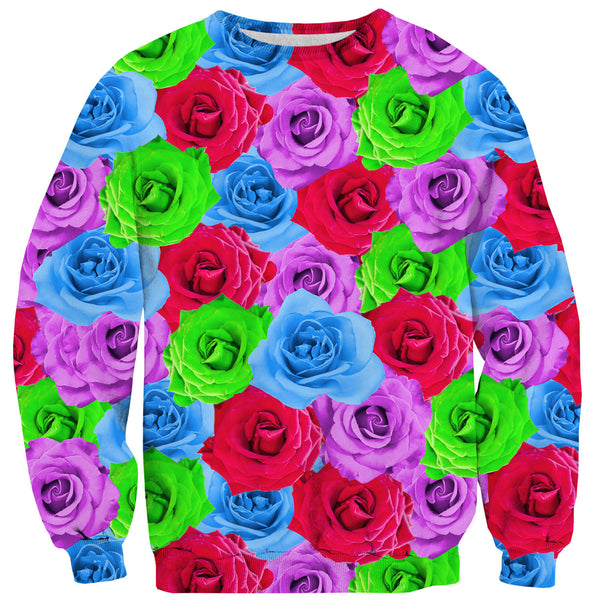 Neon Roses Invasion Sweater-Shelfies-| All-Over-Print Everywhere - Designed to Make You Smile