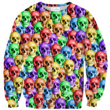 Rainbow Skulls Invasion Sweater-Shelfies-| All-Over-Print Everywhere - Designed to Make You Smile