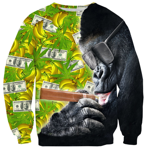 Trap Smoking Gorilla Sweater-Shelfies-| All-Over-Print Everywhere - Designed to Make You Smile