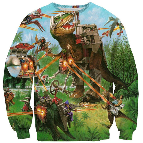 Dino Riders Sweater-Subliminator-| All-Over-Print Everywhere - Designed to Make You Smile