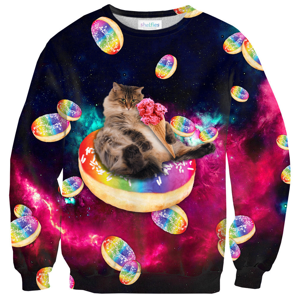 Donut Cat-astrophy Sweater-Shelfies-| All-Over-Print Everywhere - Designed to Make You Smile