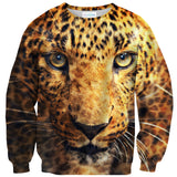 Fierce Leopard Face Sweater-Shelfies-| All-Over-Print Everywhere - Designed to Make You Smile