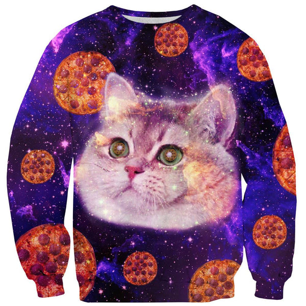 Heavy Breathing Cat Pizza Sweater-Subliminator-| All-Over-Print Everywhere - Designed to Make You Smile
