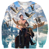 Moosin' Trudeau Sweater-Subliminator-| All-Over-Print Everywhere - Designed to Make You Smile