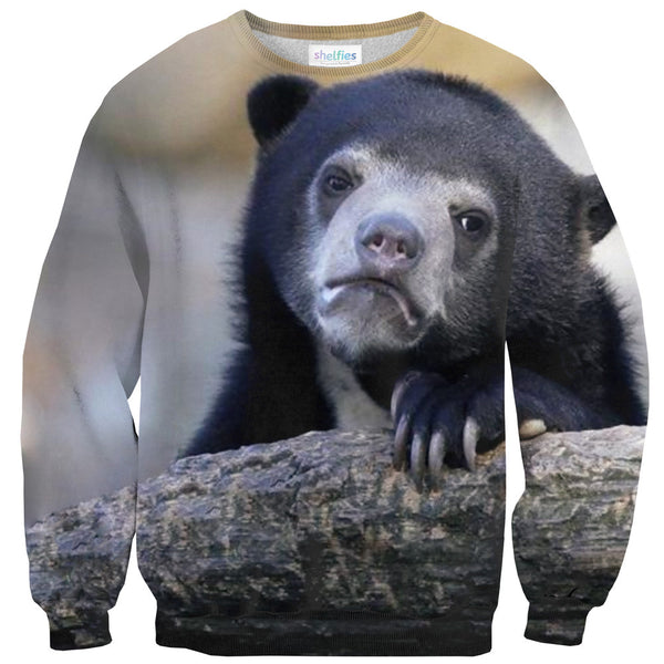 Sad Bear Face Sweater-Shelfies-| All-Over-Print Everywhere - Designed to Make You Smile
