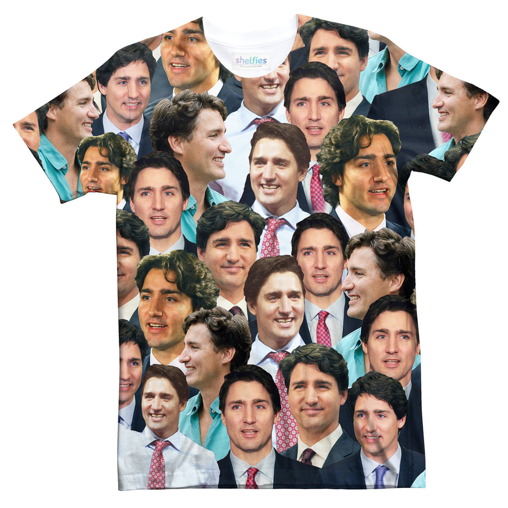 Justin Trudeau Face T-Shirt-Shelfies-| All-Over-Print Everywhere - Designed to Make You Smile