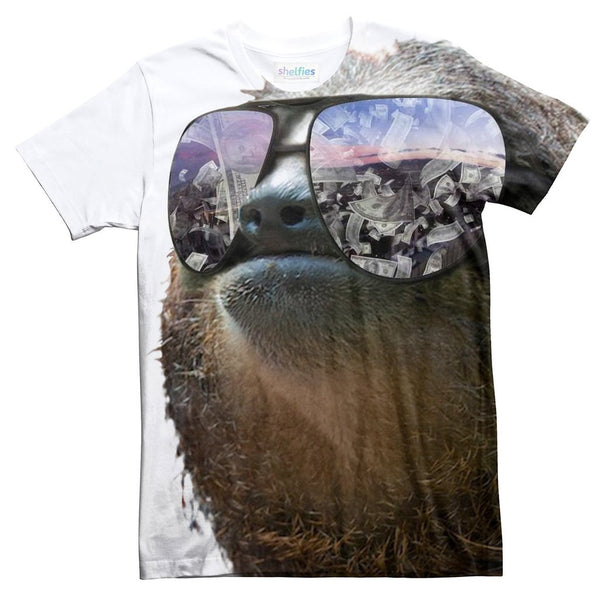 Money On My Mind Sloth T-Shirt-Subliminator-| All-Over-Print Everywhere - Designed to Make You Smile