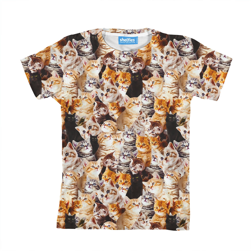 Kitty Invasion Youth T-Shirt-kite.ly-| All-Over-Print Everywhere - Designed to Make You Smile