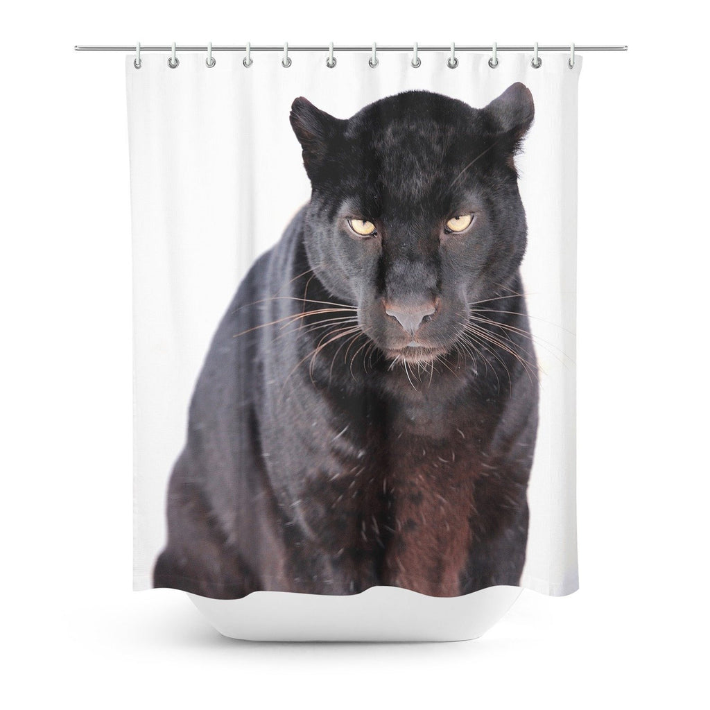 Black Leopard Face Shower Curtain-Gooten-One Size-| All-Over-Print Everywhere - Designed to Make You Smile
