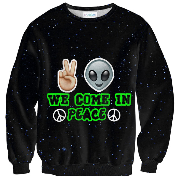 Come In Peace Sweater-Shelfies-| All-Over-Print Everywhere - Designed to Make You Smile