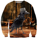 Fancy Crow Sweater-Shelfies-| All-Over-Print Everywhere - Designed to Make You Smile