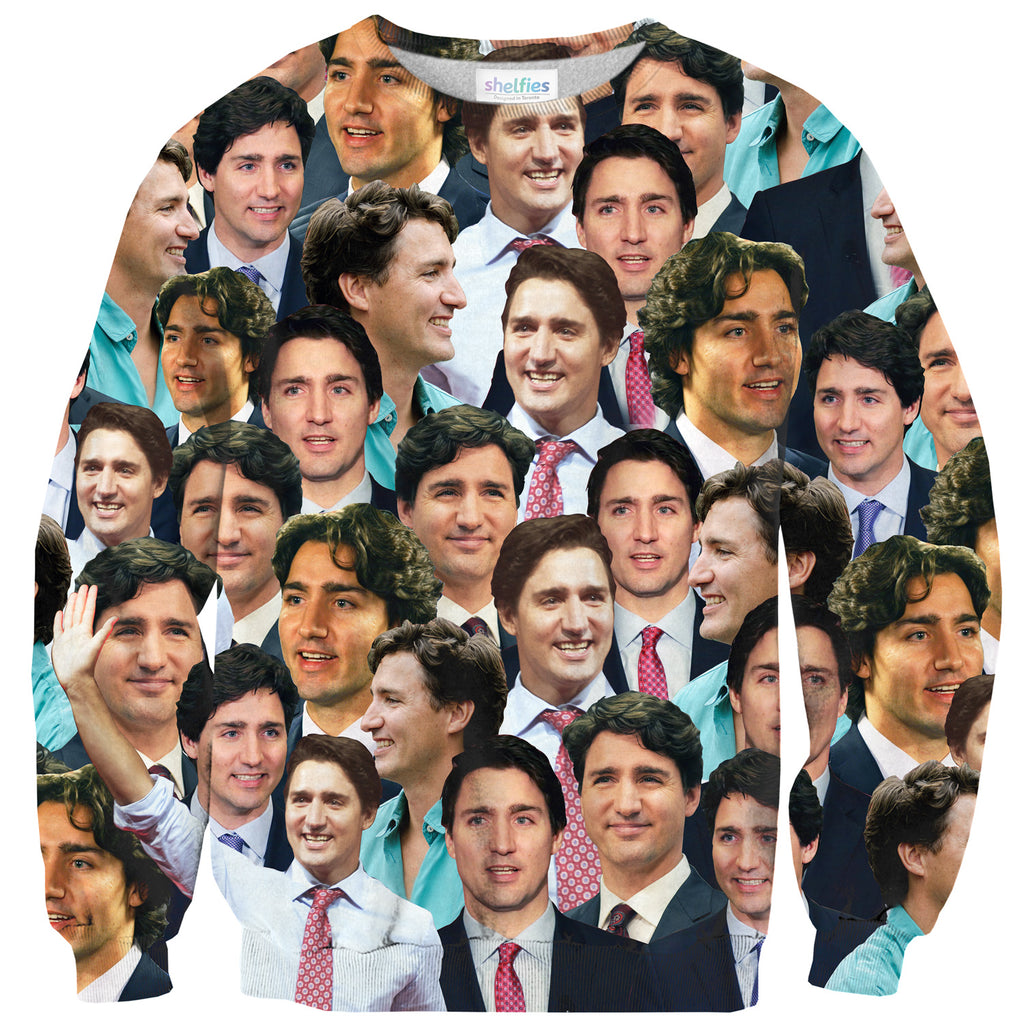 Justin Trudeau Face Sweater-Subliminator-| All-Over-Print Everywhere - Designed to Make You Smile