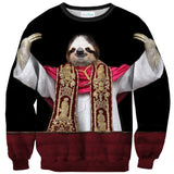 Sloth Pope Sweater-Subliminator-| All-Over-Print Everywhere - Designed to Make You Smile