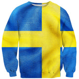 Swedish Flag Sweater-Subliminator-| All-Over-Print Everywhere - Designed to Make You Smile